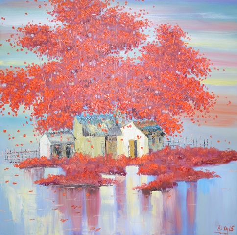 Tranh Sơn Dầu Lá Đỏ